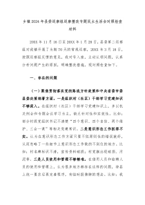 乡镇20XX年县委巡察组巡察整改专题民主生活会对照检查材料