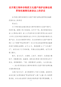 在开展文物和非物质文化遗产保护法律法规贯彻实施情况座谈会上的讲话