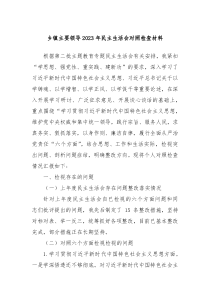 乡镇主要领导20XX年民主生活会对照检查材料