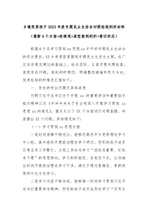 乡镇党委班子20XX年度专题民主生活会对照检视剖析材料最新6个方面政绩观典型案例剖析意识形态