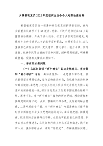 乡镇普通党员20XX年度组织生活会个人对照检查材料