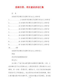 招商引资、项目建设讲话汇集