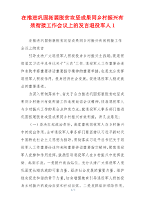 在推进巩固拓展脱贫攻坚成果同乡村振兴有效衔接工作会议上的发言退役军人1