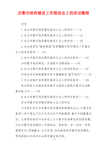 在数字政府建设工作推进会上的讲话整理