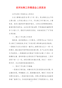 在河长制工作推进会上的发言