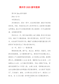 莱州市2025新年致辞