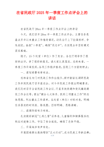 在省民政厅2025年一季度工作点评会上的讲话