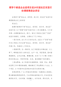 领导干部进企业进项目进乡村进社区攻坚行动调度推进会讲话