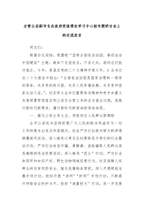 分管公安副市长在政府党组理论学习中心组专题研讨会上的交流发言