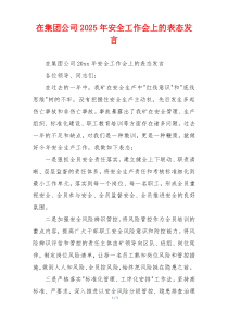 在集团公司2025年安全工作会上的表态发言
