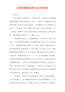 在项目建设动员大会上的讲话