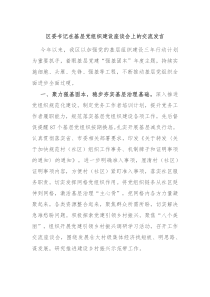 区委书记在基层党组织建设座谈会上的交流发言