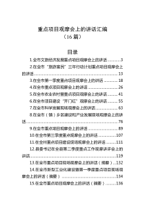 16篇重点项目观摩会上的讲话汇编