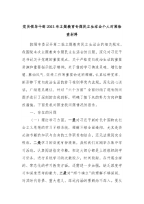 党员领导干部20XX年主题教育专题民主生活会个人对照检查材料