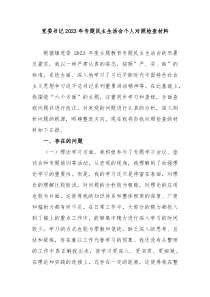 党委书记20XX年专题民主生活会个人对照检查材料