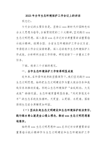 20XX年全市生态环境保护工作会议上的讲话