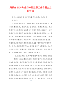 局长在2025年全市审计监督工作专题会上的讲话