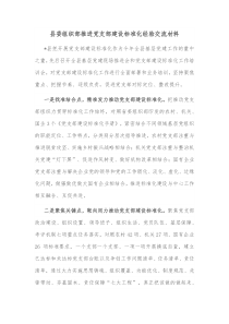 县委组织部推进党支部建设标准化经验交流材料