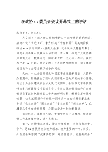 20XX年在政协xx委员会会议开幕式上的讲话