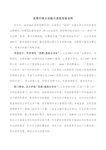 党建引领乡村振兴典型经验材料