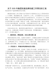(参考)2025年党建品牌创建工作情况汇报（集团公司）