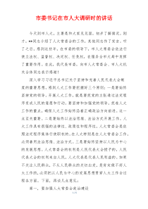 市委书记在市人大调研时的讲话