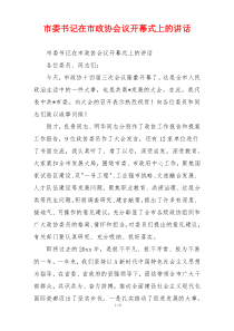 市委书记在市政协会议开幕式上的讲话