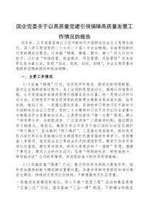 (参考)以高质量党建引领保障高质量发展工作情况报告（国企党委）