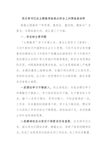 党支部书记在主题教育检视分析会上对照检查材料