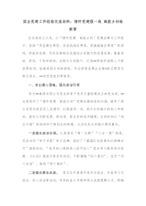 国企党建工作经验交流材料情怀党建强一线赋能乡村绘新景