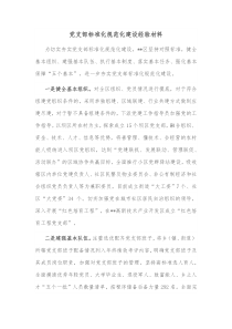 党支部标准化规范化建设经验材料