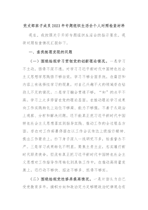 党支部班子成员20XX年专题组织生活会个人对照检查材料