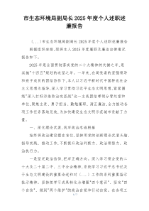市生态环境局副局长2025年度个人述职述廉报告