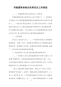 市能源革命综合改革试点工作综述