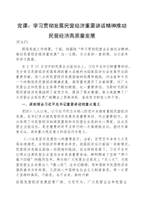 (参考)党课：学习贯彻发展民营经济重要讲话精神，推动民营经济高质量发展