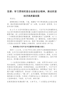 (参考)党课：学习贯彻民营企业座谈会精神，推动民营经济高质量发展