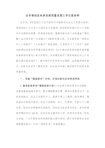 全市推动农村养老高质量发展工作汇报材料