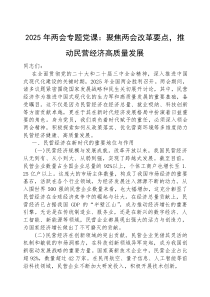 (参考)党课：聚焦两会改革要点，推动民营经济高质量发展（2025年两会专题）