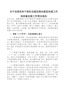 (参考)加强党务干部队伍建设推动基层党建工作高质量发展工作情况报告