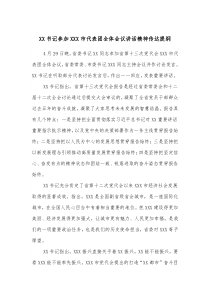 XX书记参加XXX市代表团全体会议讲话精神传达提纲