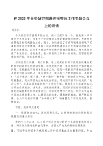 (参考)在2025年县委研究部署巡视整改工作专题会议上的讲话