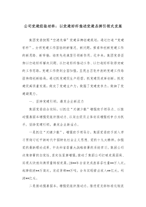 公司党建经验材料以党建标杆推进党建品牌引领式发展