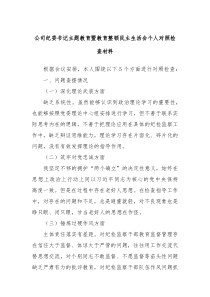 公司纪委书记主题教育暨教育整顿民主生活会个人对照检查材料
