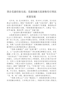 (参考)经验交流：党建深融互促新格局，引领高质量发展（国企）