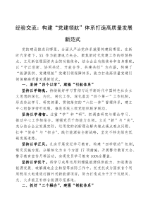 (参考)经验交流：构建“党建领航”体系，打造高质量发展新范式