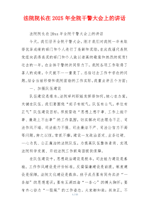 法院院长在2025年全院干警大会上的讲话
