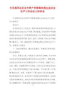 牛兆英同志在全市停产和限期治理企业安全生产工作会议上的讲话