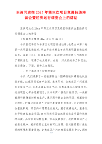 王波同志在2025年第三次项目竞进拉练座谈会暨经济运行调度会上的讲话