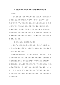 公司党委书记在公司全面从严治推进会议讲话