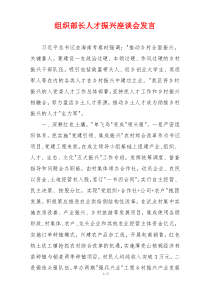 组织部长人才振兴座谈会发言